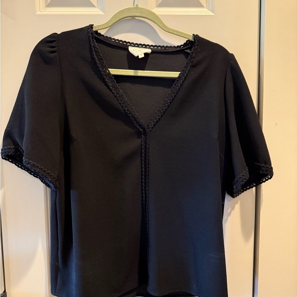 Sézane trim detail black blouse - Picture 1 of 8